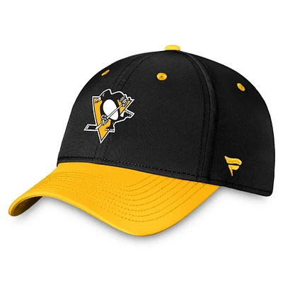 Casquette flexible bicolore authentique Pro Rink Fanatics pour hommes, noir/or, Pittsburgh Penguins