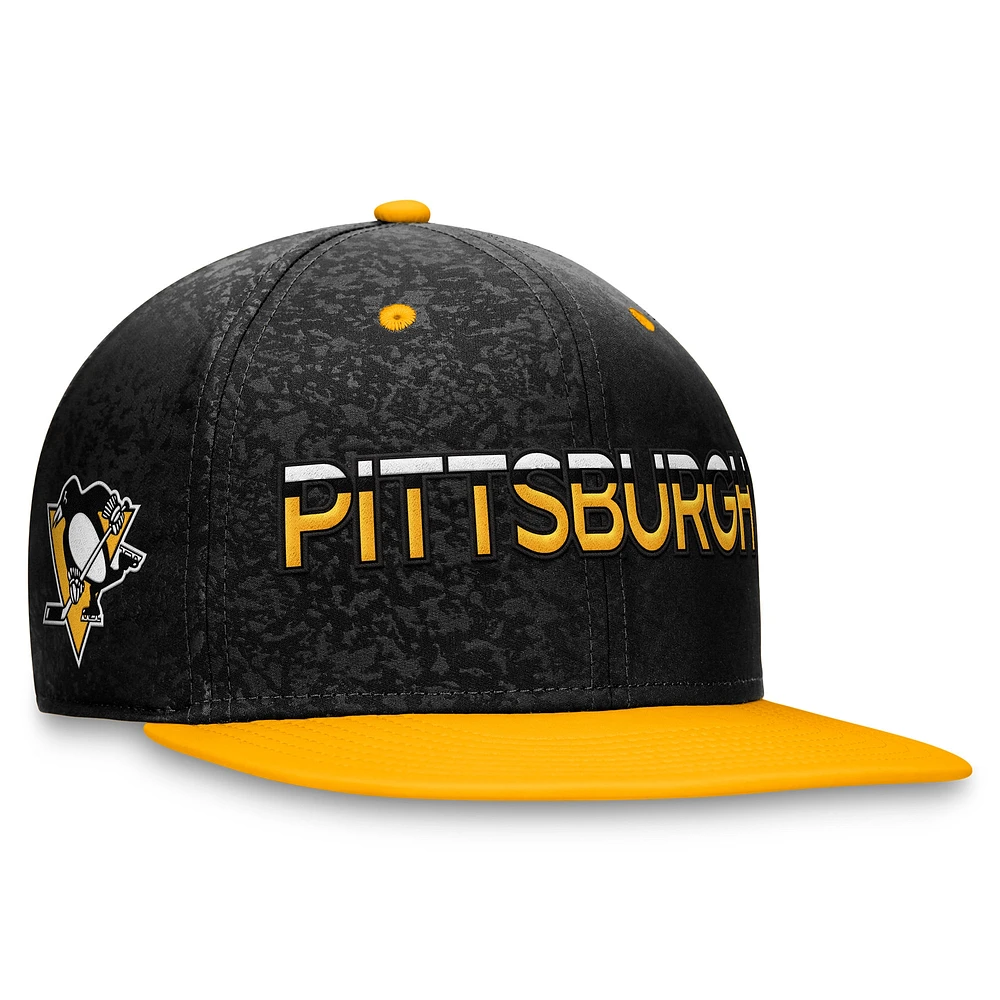 Men's Fanatics  Black/Gold Pittsburgh Penguins Authentic Pro Rink Two-Tone Snapback Hat