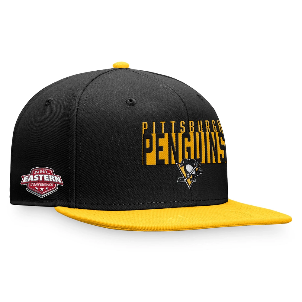 Casquette Snapback à couleurs contrastées fondamentales des Penguins de Pittsburgh Fanatics pour hommes, noir/or