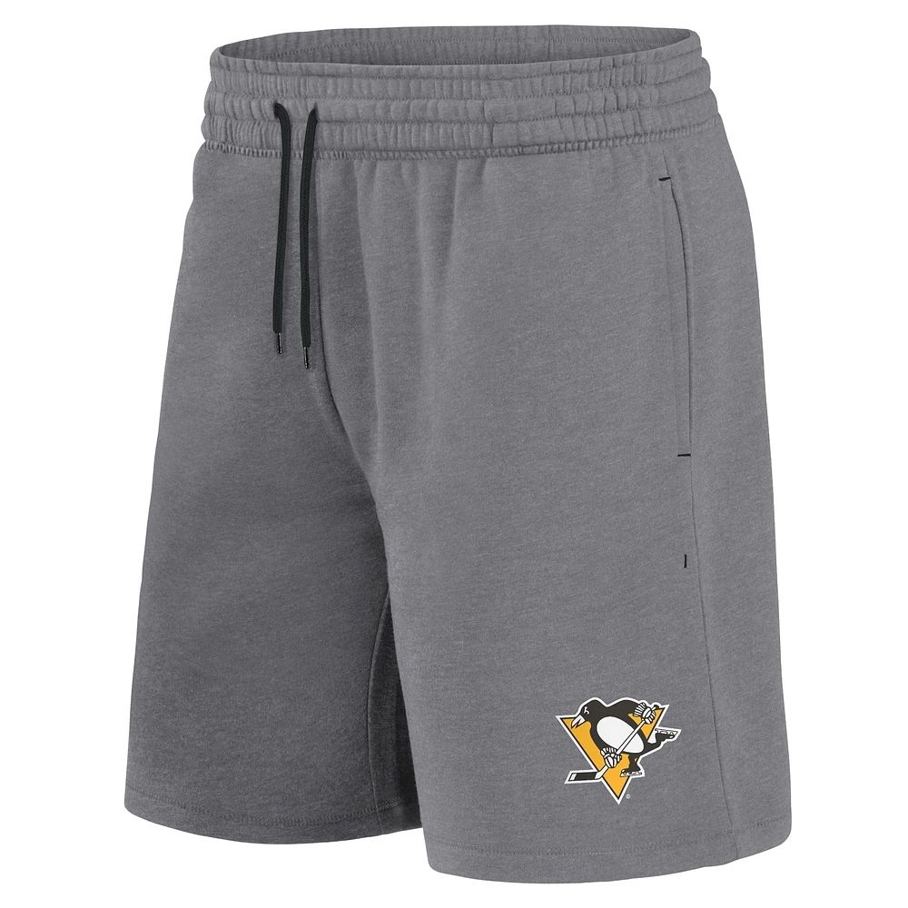 Pack combiné de t-shirts et shorts Humble des Penguins Pittsburgh Fanatics pour hommes, noir/gris chiné