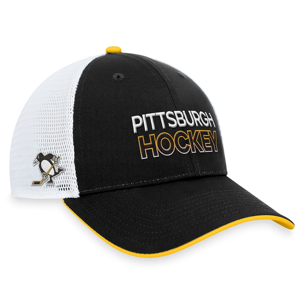 Casquette réglable de camionneur en jersey alternatif authentique Pro Alternate des Penguins de Pittsburgh Fanatics pour hommes, noir