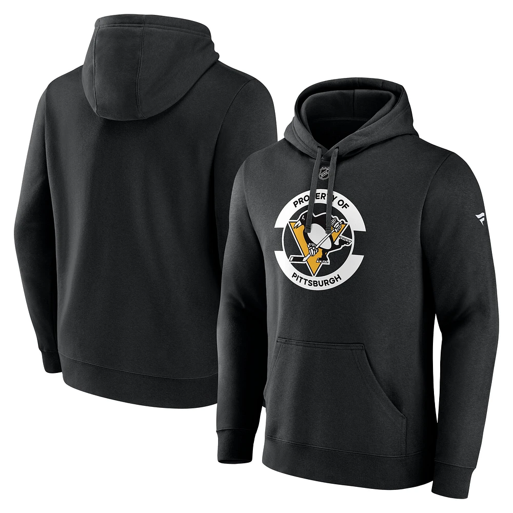 Sweat à capuche en polaire secondaire authentique Pro Core des Penguins de Pittsburgh Fanatics pour hommes, noir