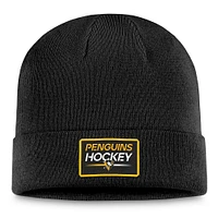 Men's Fanatics  Black Pittsburgh Penguins Authentic Pro Cuffed Knit Hat