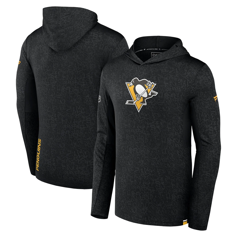 Sweat à capuche léger authentique Pro des Penguins de Pittsburgh Fanatics pour hommes, noir
