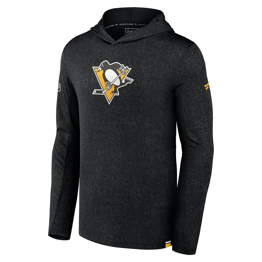 Sweat à capuche léger authentique Pro des Penguins de Pittsburgh Fanatics pour hommes, noir