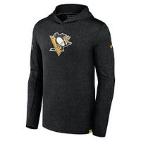 Sweat à capuche léger authentique Pro des Penguins de Pittsburgh Fanatics pour hommes, noir