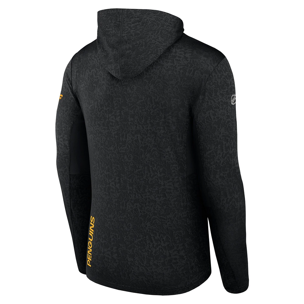 Sweat à capuche léger authentique Pro des Penguins de Pittsburgh Fanatics pour hommes, noir