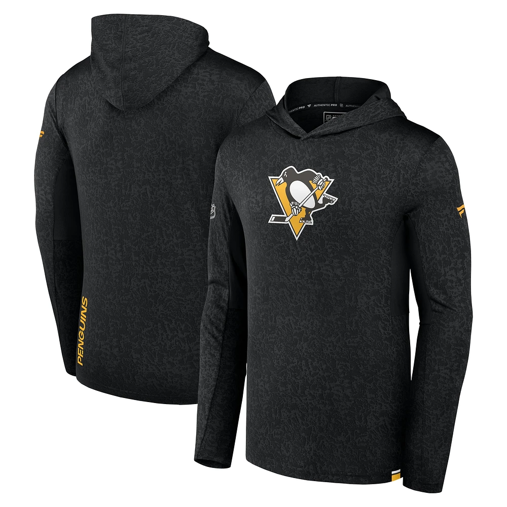 Sweat à capuche léger authentique Pro des Penguins de Pittsburgh Fanatics pour hommes, noir