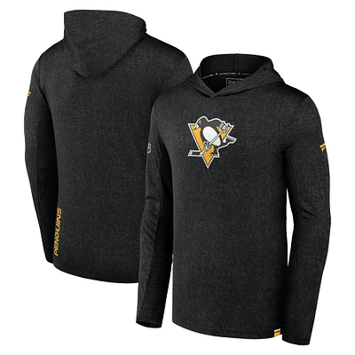 Sweat à capuche léger authentique Pro des Penguins de Pittsburgh Fanatics pour hommes, noir