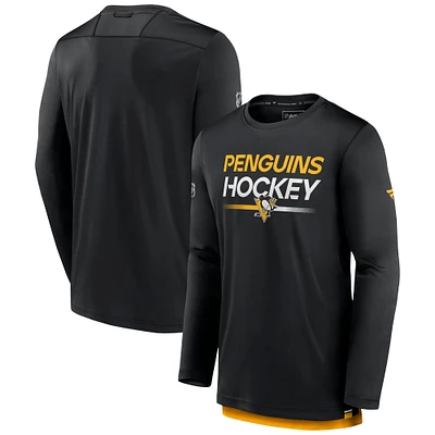 Men's Fanatics  Black Pittsburgh Penguins Authentic Pro Long Sleeve T-Shirt