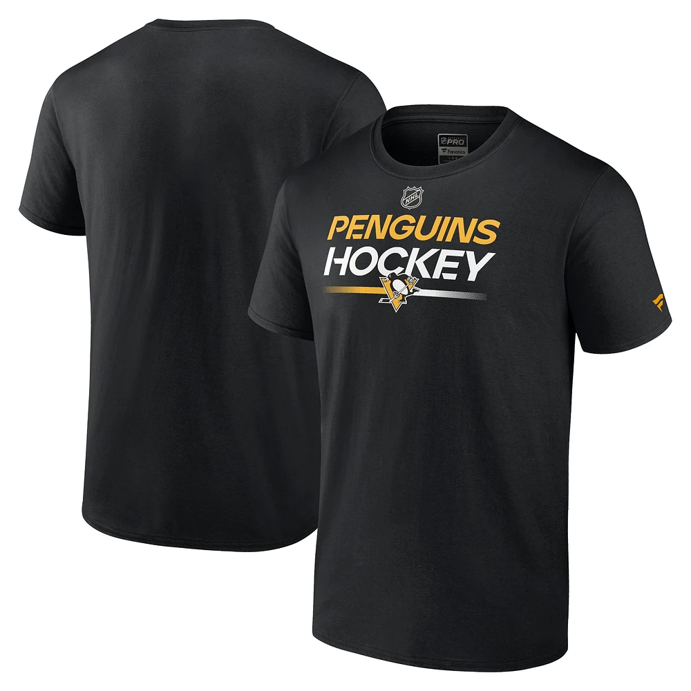 T-shirt noir authentique Pro primaire des Penguins de Pittsburgh marque Fanatics pour hommes