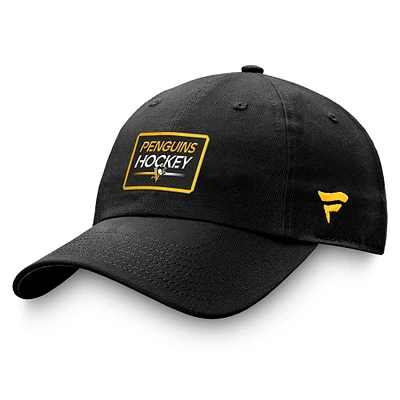 Casquette réglable authentique Pro Prime Fanatics noire des Penguins de Pittsburgh pour hommes