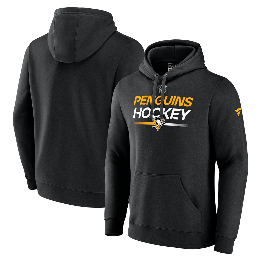 Men's Fanatics  Black Pittsburgh Penguins Authentic Pro Pullover Hoodie