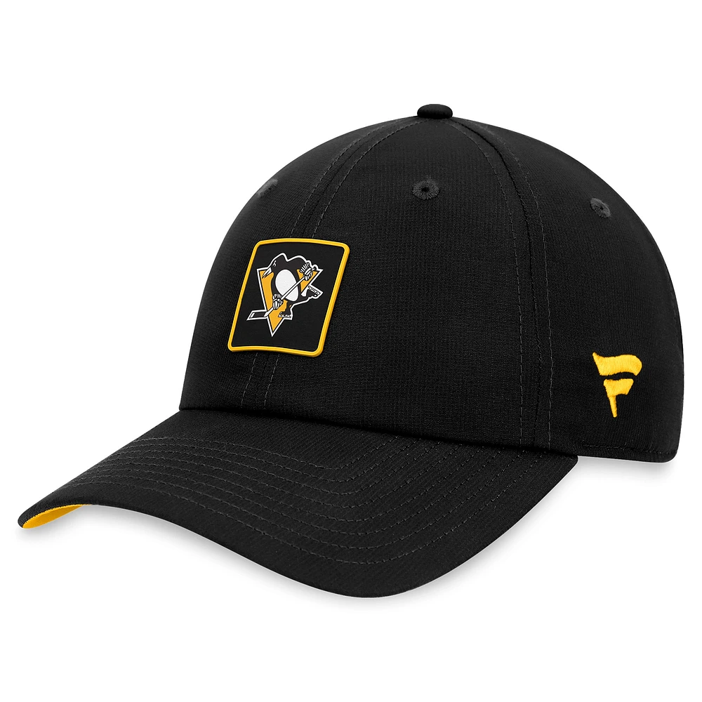 Casquette réglable noire authentique Pro Rink Fanatics pour hommes des Penguins de Pittsburgh