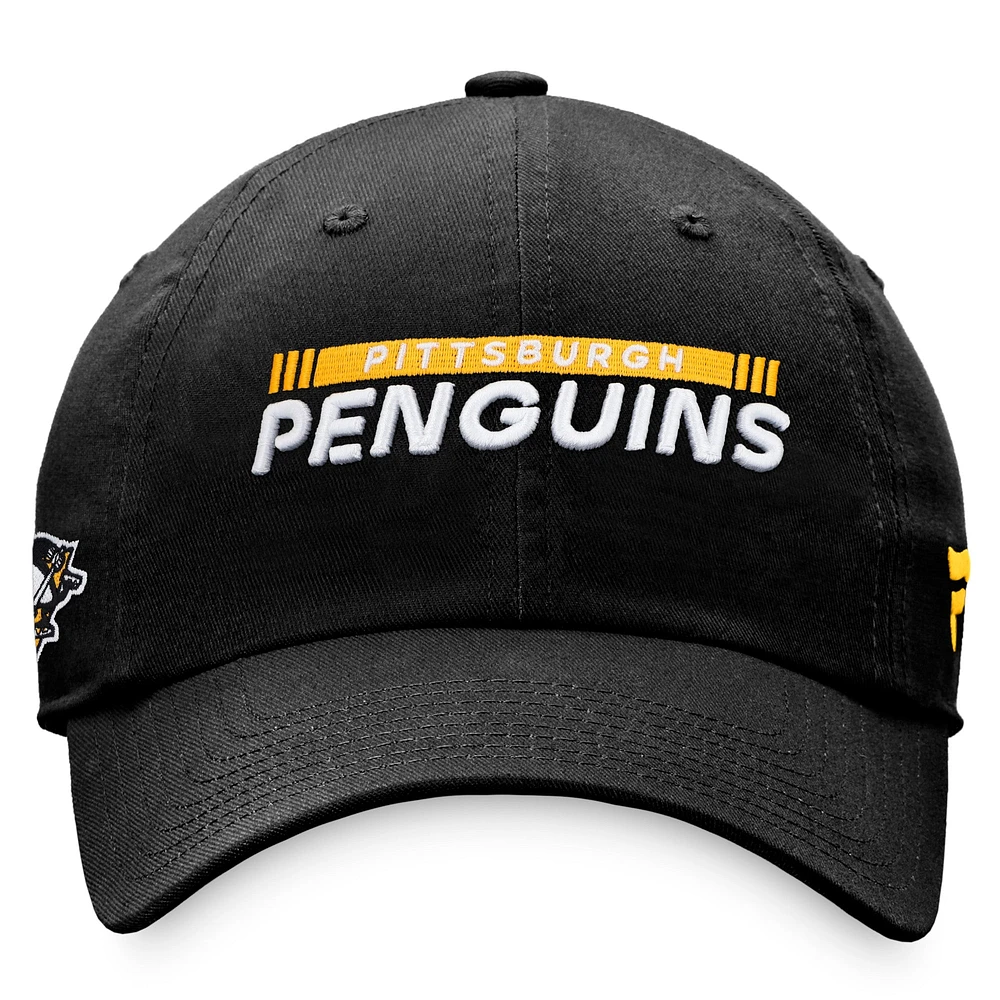 Casquette réglable noire authentique Pro Rink Fanatics pour hommes des Penguins de Pittsburgh