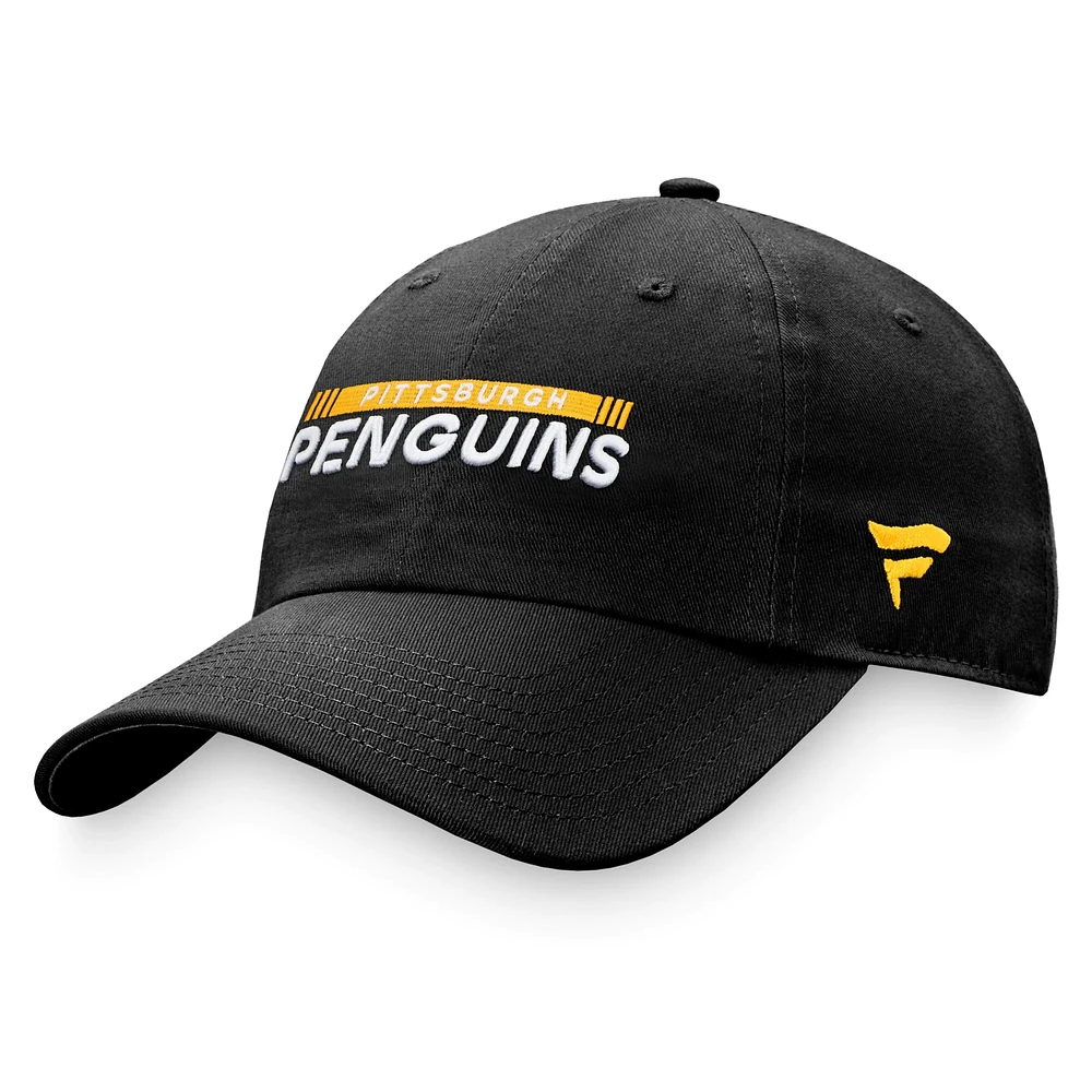 Casquette réglable noire authentique Pro Rink Fanatics pour hommes des Penguins de Pittsburgh