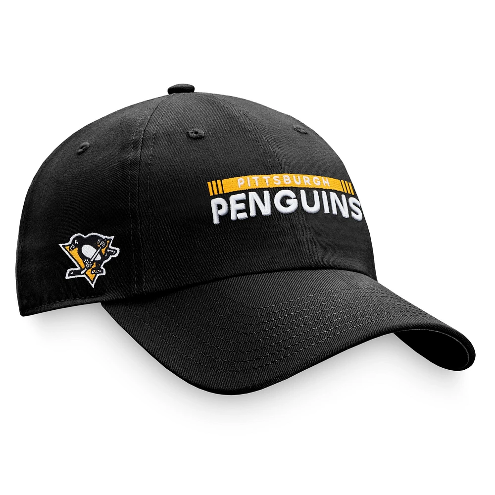 Casquette réglable noire authentique Pro Rink Fanatics pour hommes des Penguins de Pittsburgh