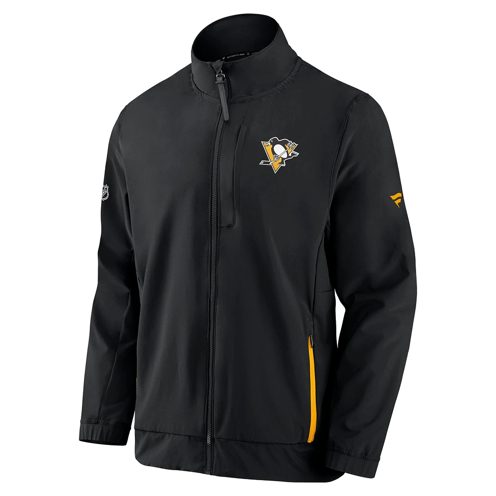 Men's Fanatics Black Pittsburgh Penguins Authentic Pro Rink Coaches Full-Zip Jacket