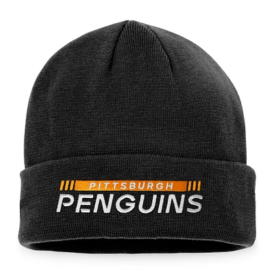 Men's Fanatics Black Pittsburgh Penguins Authentic Pro Rink Cuffed Knit Hat