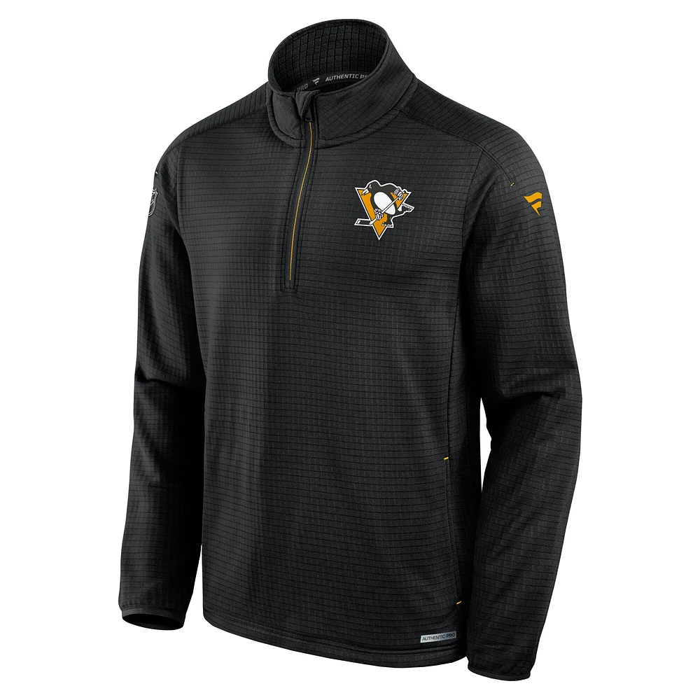 Men's Fanatics  Black Pittsburgh Penguins Authentic Pro Rink Lightweight Quarter-Zip Sweatshirt