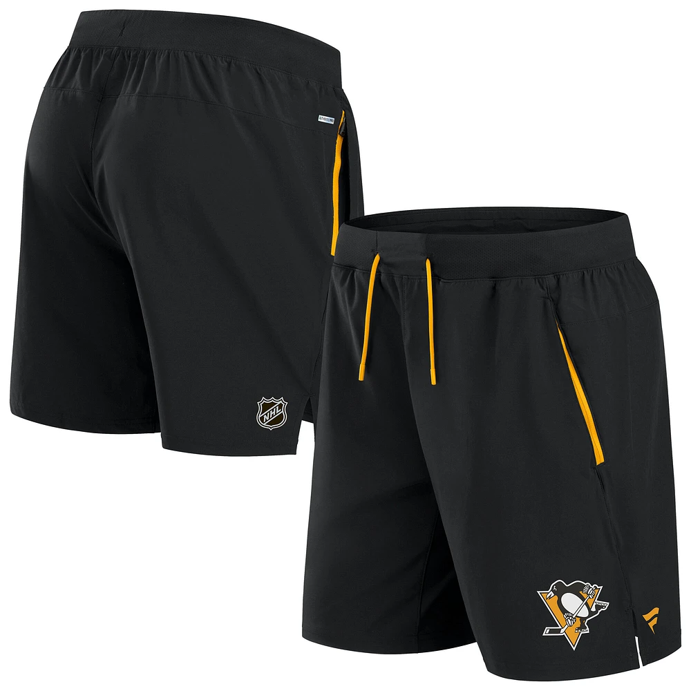 Short de performance authentique Pro Rink des Penguins Pittsburgh Fanatics pour hommes, noir