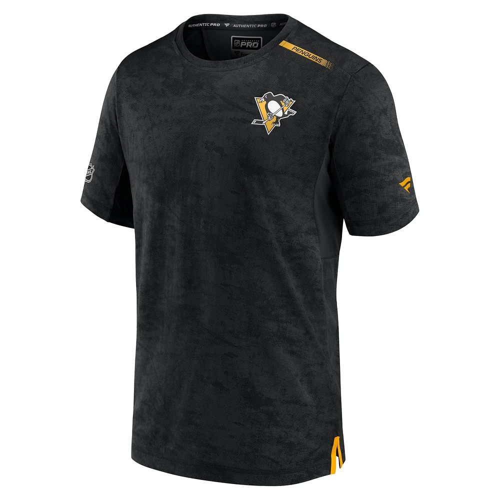 T-shirt camouflage premium authentique Pro Rink Fanatics pour hommes, noir, Pittsburgh Penguins