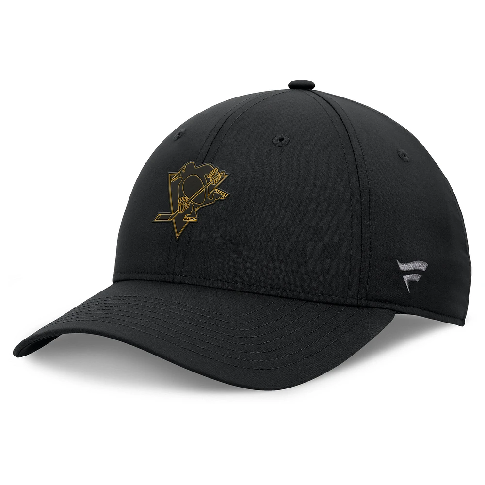 Casquette ajustable authentique Pro Road avec logo des Penguins de Pittsburgh Fanatics pour hommes, noire