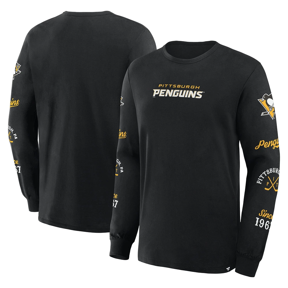 Men's Fanatics Black Pittsburgh Penguins Boxed Legacy Long Sleeve T-Shirt