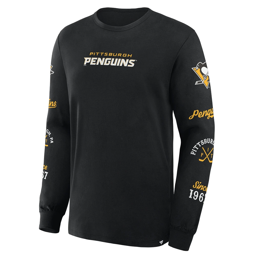 Men's Fanatics Black Pittsburgh Penguins Boxed Legacy Long Sleeve T-Shirt