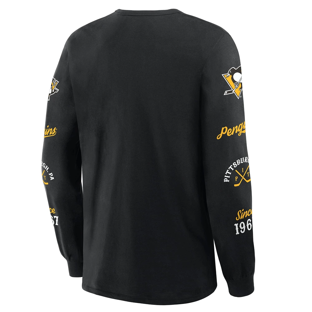 Men's Fanatics Black Pittsburgh Penguins Boxed Legacy Long Sleeve T-Shirt