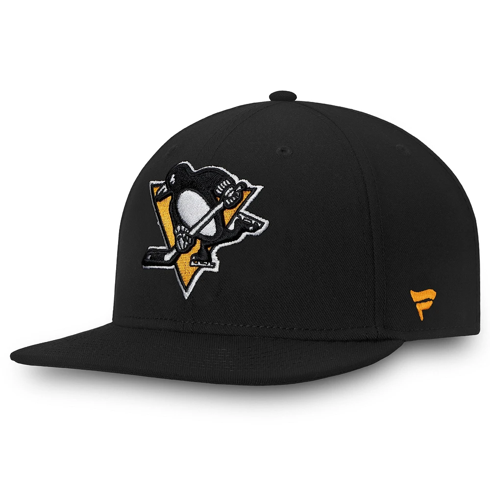 Men's Fanatics Black Pittsburgh Penguins Core Primary Logo Fitted Hat