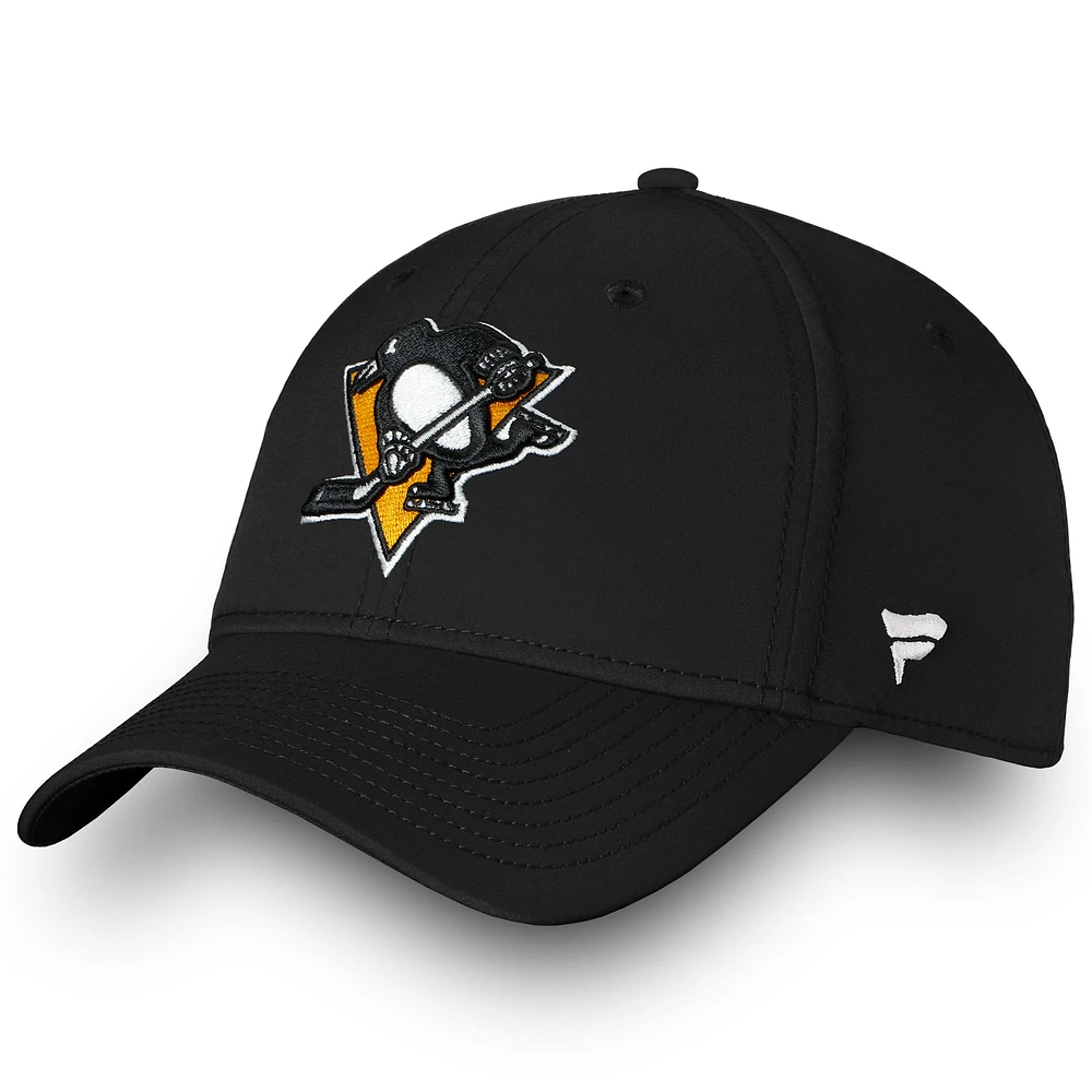 Casquette flexible noire avec logo principal des Penguins de Pittsburgh Fanatics pour hommes