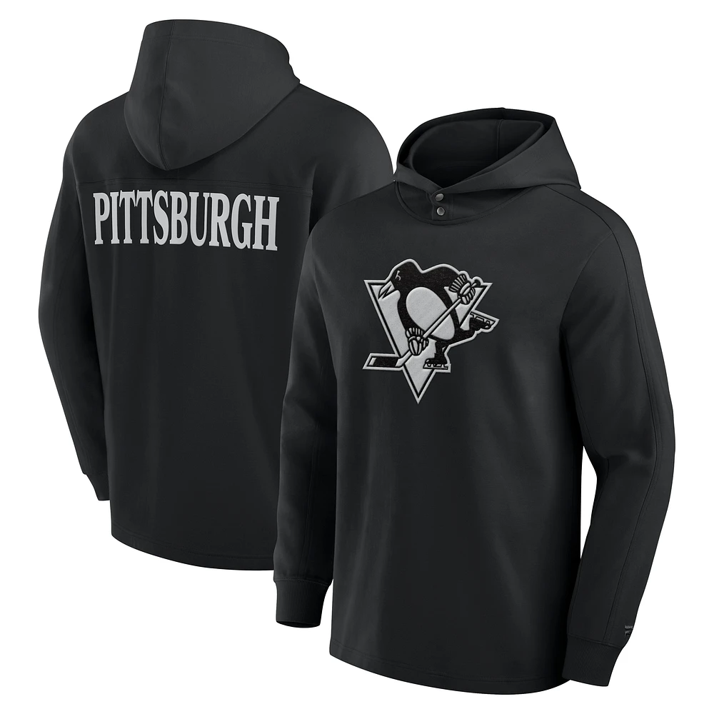 T-shirt à capuche manches longues noir Elements Blaze Tri-Blend des Penguins de Pittsburgh Fanatics pour hommes