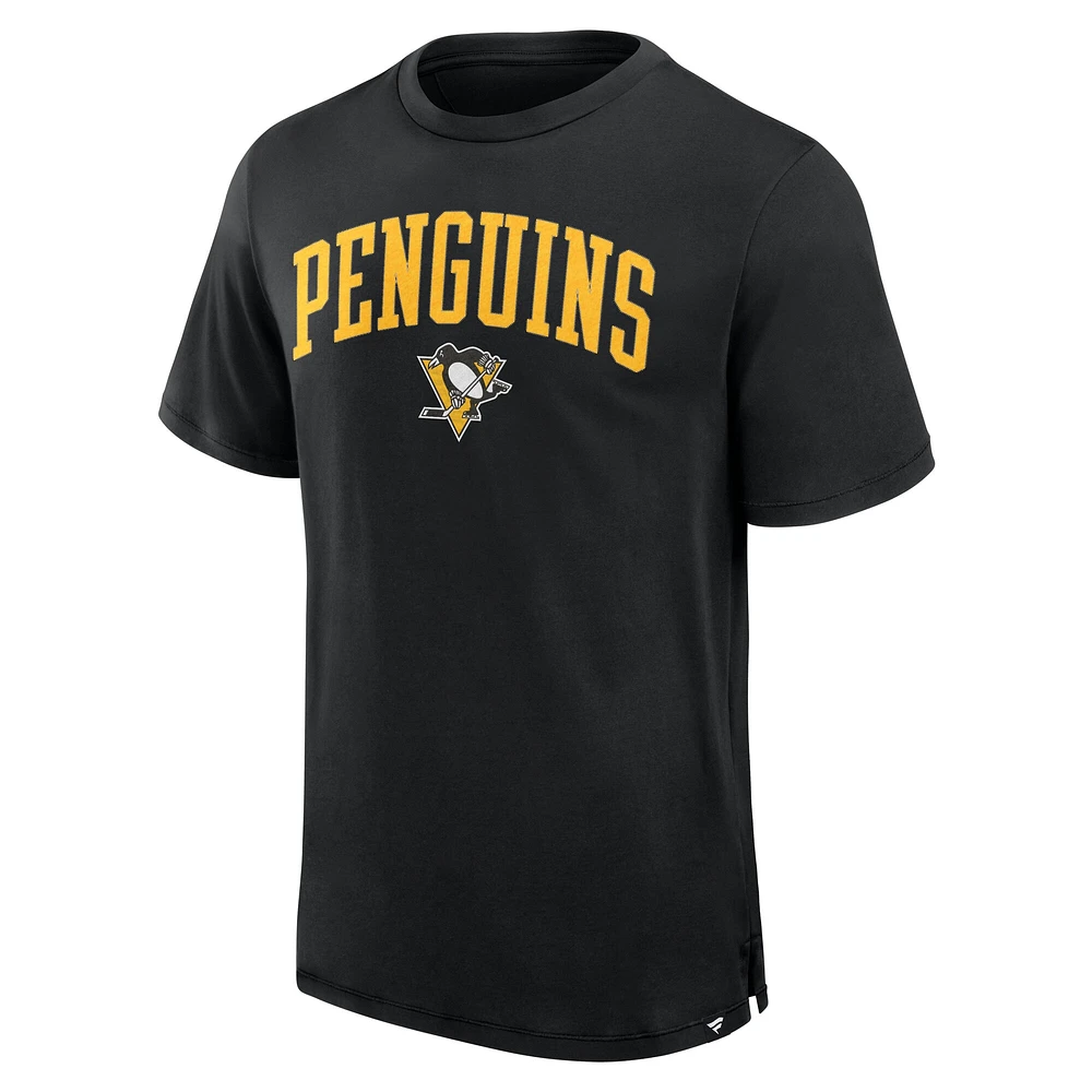 T-shirt Pima surélevé noir pour hommes des Penguins de Pittsburgh Fanatics