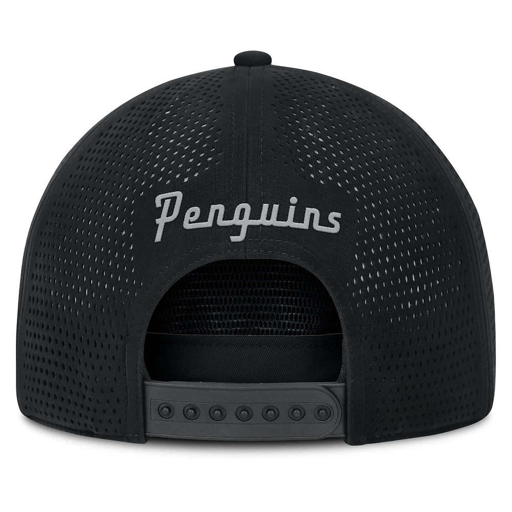 Casquette ajustable en forme de A pour homme Fanatics Black Pittsburgh Penguins Front Office Performance