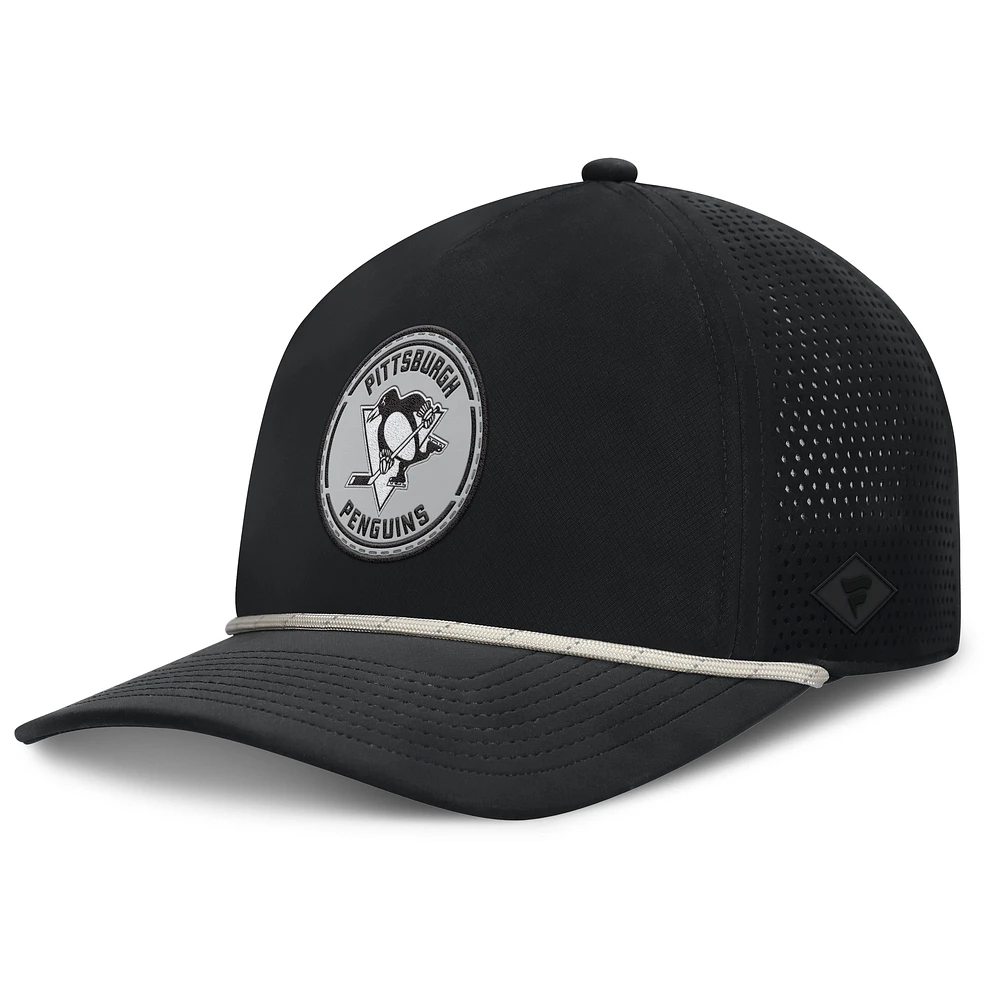 Casquette ajustable en forme de A pour homme Fanatics Black Pittsburgh Penguins Front Office Performance