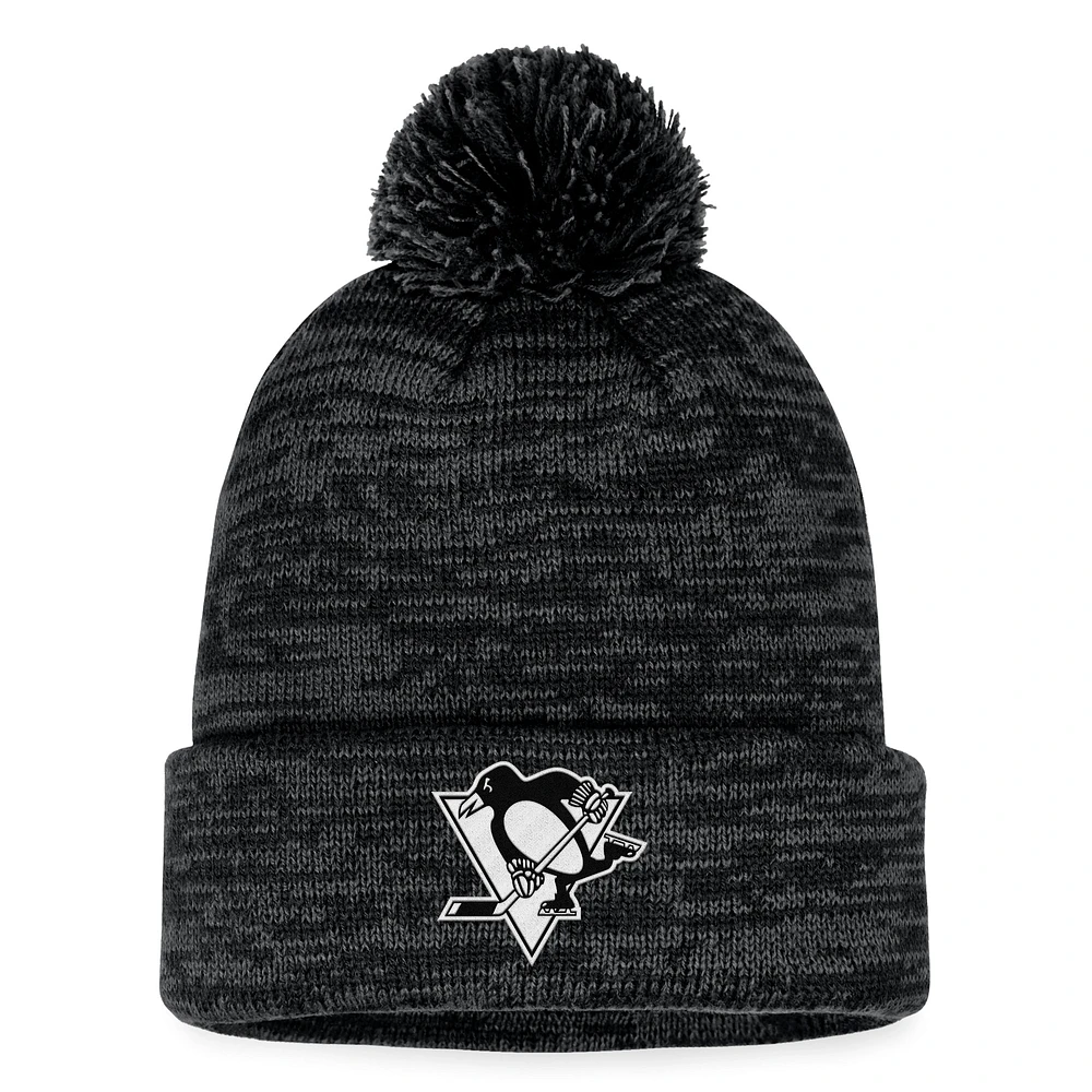 Men's Fanatics Black Pittsburgh Penguins Fundamental Cuffed Knit Hat with Pom