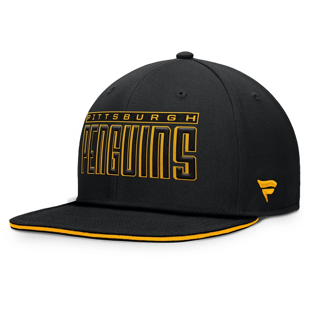 Men's Fanatics Black Pittsburgh Penguins Fundamental Gino Stack Snapback Hat