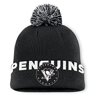 Bonnet en tricot à revers avec pompon Fundamental Pittsburgh Penguins Fanatics pour homme noir