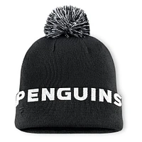 Bonnet en tricot à revers avec pompon Fundamental Pittsburgh Penguins Fanatics pour homme noir