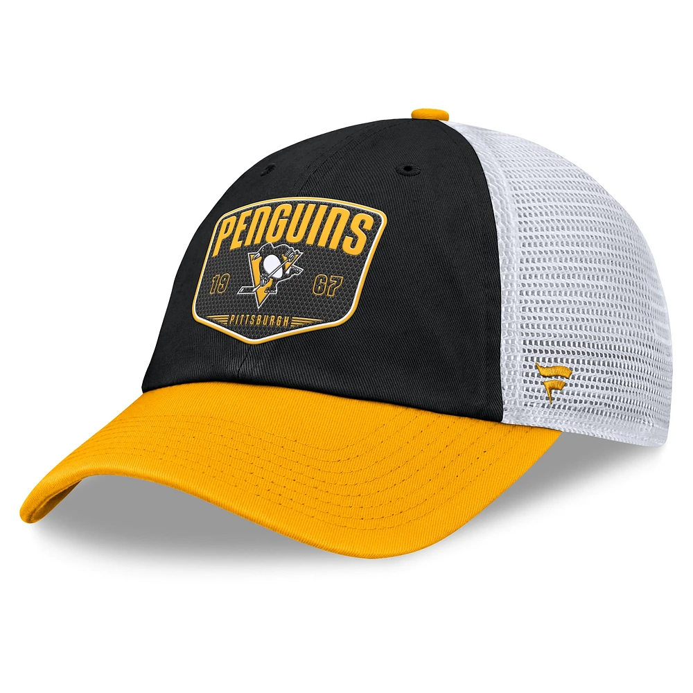 Casquette ajustable à usage unique Fundamental Trucker noire des Penguins de Pittsburgh pour hommes Fanatics