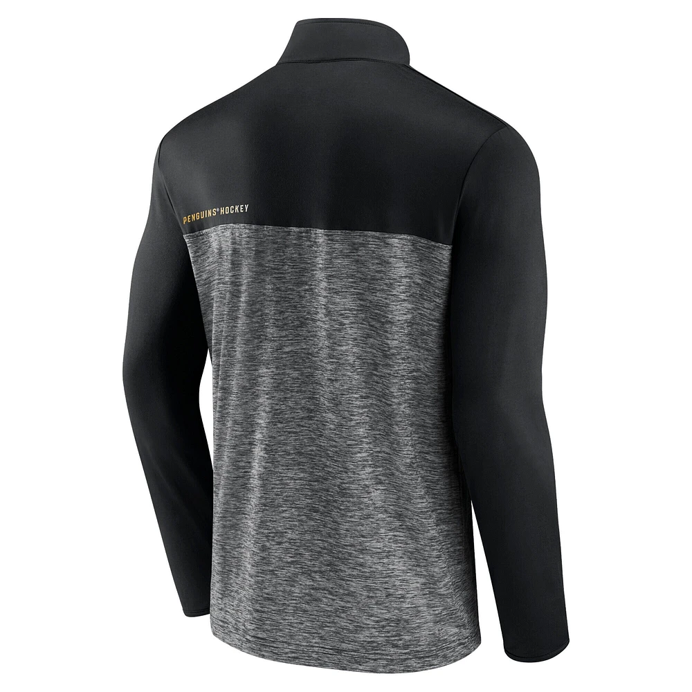 Men's Fanatics Black Pittsburgh Penguins Iconic Defender Quarter-Zip Jacket
