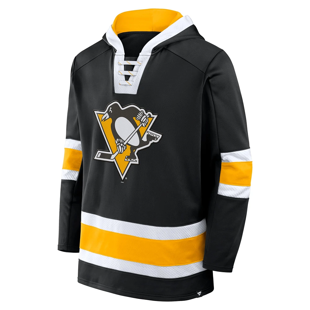Men's Fanatics  Black Pittsburgh Penguins Inside Line Fleece Pullover Hoodie