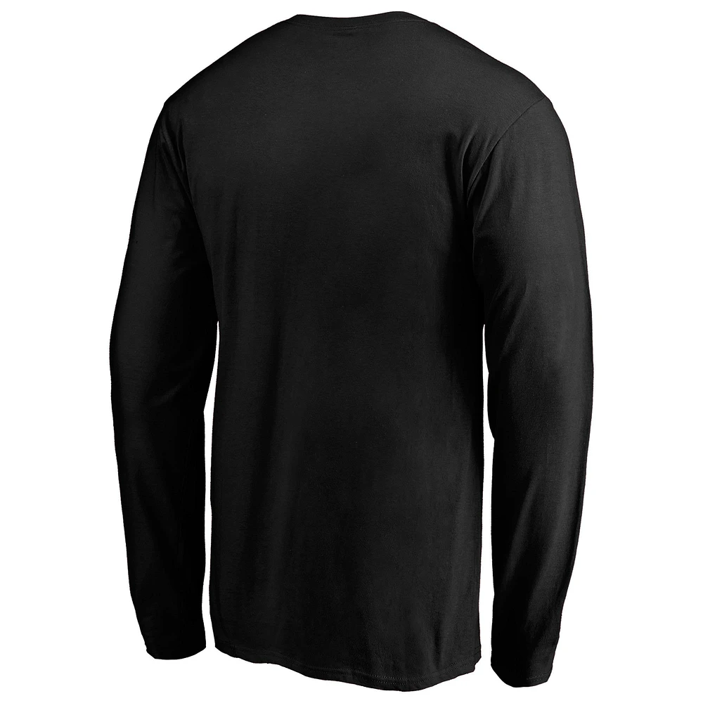 T-shirt noir à manches longues avec logo de l'équipe principale des Penguins Pittsburgh Fanatics pour hommes