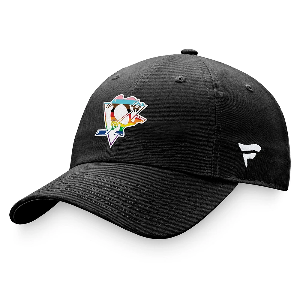 Men's Fanatics Black Pittsburgh Penguins Team Logo Pride Adjustable Hat