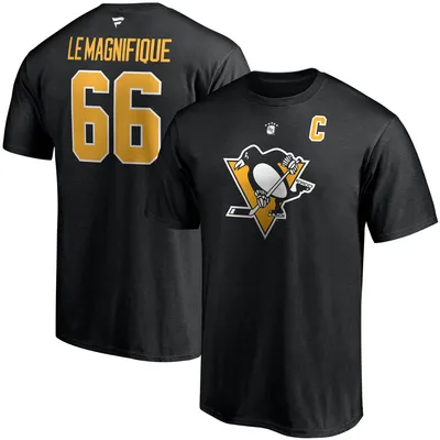 Mario Lemieux Pittsburgh Penguins Fanatics Branded Authentic Stack Retired Player Nickname & Number T-Shirt - Black