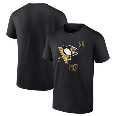 Sidney Crosby Pittsburgh Penguins Fanatics Branded Captain Patch Name and Number T-Shirt - Black