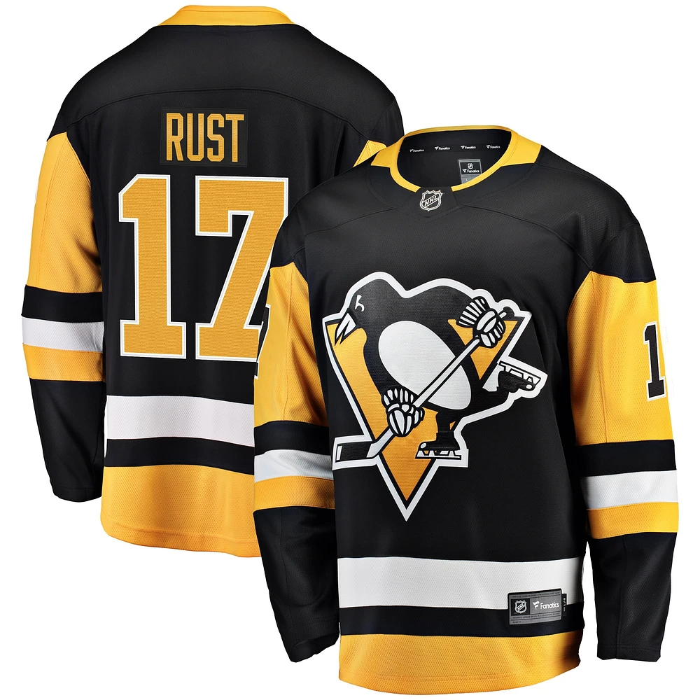 Maillot de joueur échappé à domicile Fanatics Bryan Rust noir des Penguins Pittsburgh pour hommes