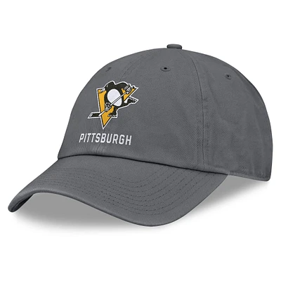 Casquette ajustable délavée pour hommes Fanatics Charcoal Pittsburgh Penguins