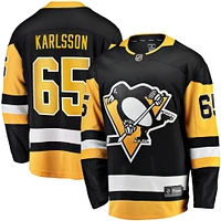 Maillot d'évasion à domicile noir des Penguins de Pittsburgh Fanatics Erik Karlsson pour hommes